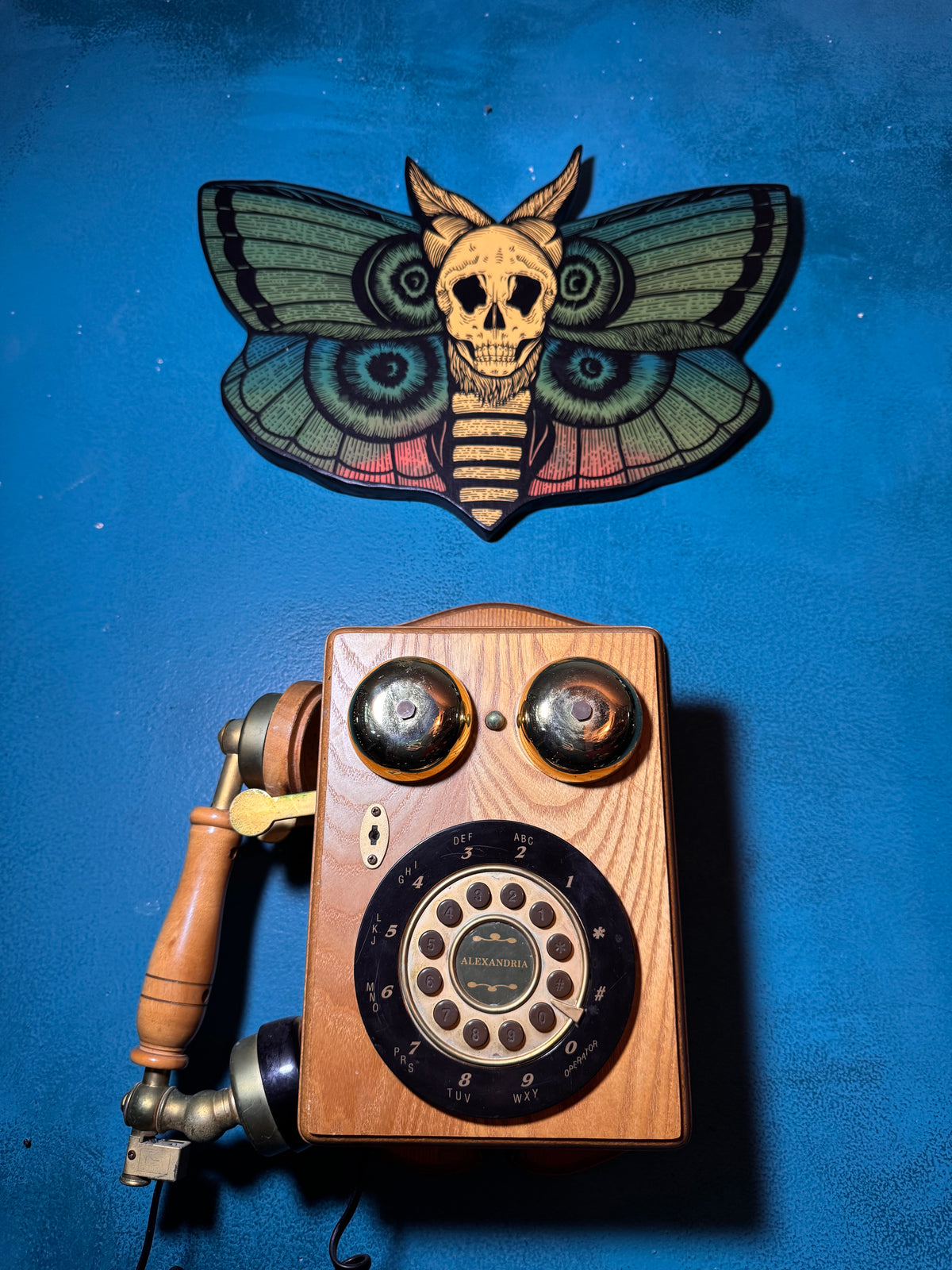 Wood Cut Hand Painted Death’s-head Moth